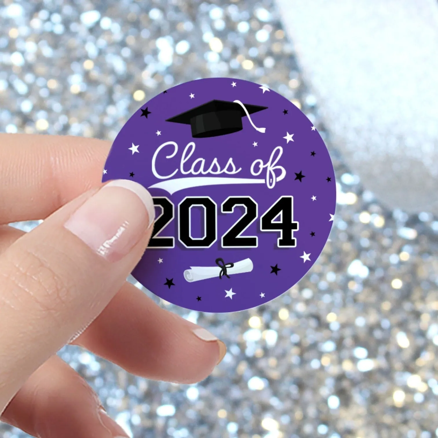 Graduation Class of 2024: Graduation Party Favors Circle Stickers for Envelopes, Bag Seals - 10 School Colors - 40 Stickers