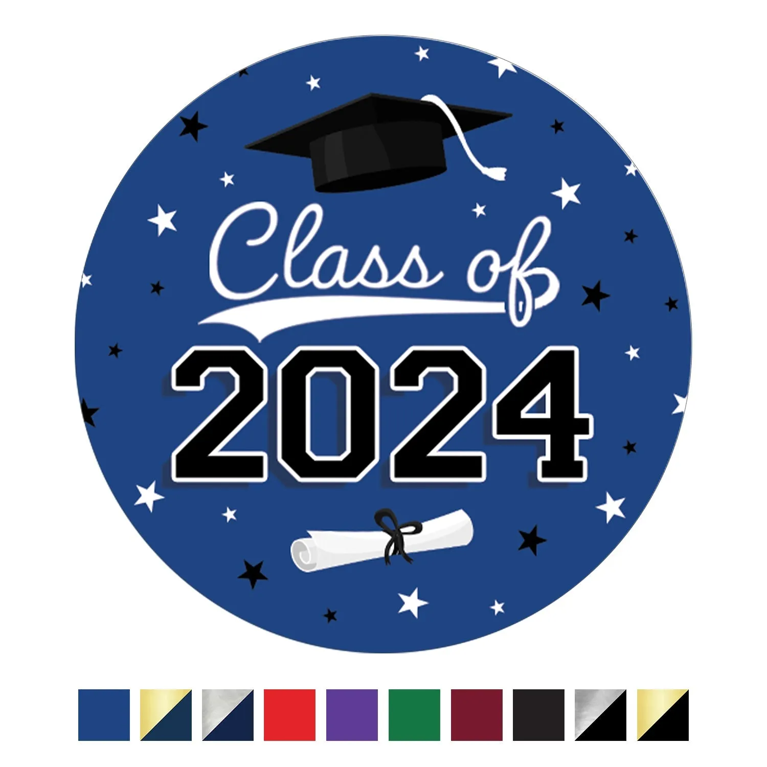 Graduation Class of 2024: Graduation Party Favors Circle Stickers for Envelopes, Bag Seals - 10 School Colors - 40 Stickers