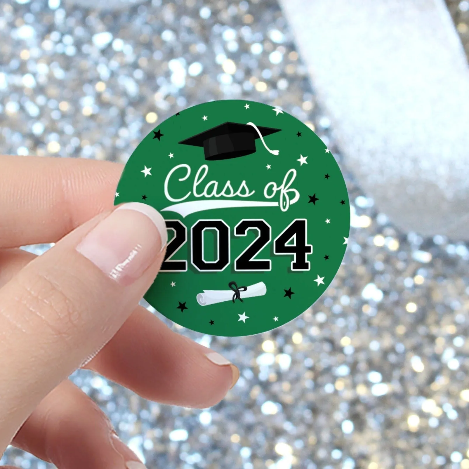 Graduation Class of 2024: Graduation Party Favors Circle Stickers for Envelopes, Bag Seals - 10 School Colors - 40 Stickers