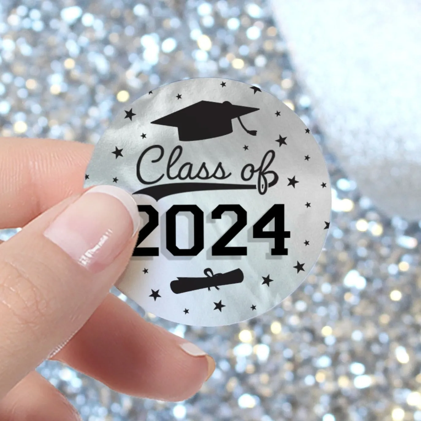 Graduation Class of 2024: Graduation Party Favors Circle Stickers for Envelopes, Bag Seals - 10 School Colors - 40 Stickers