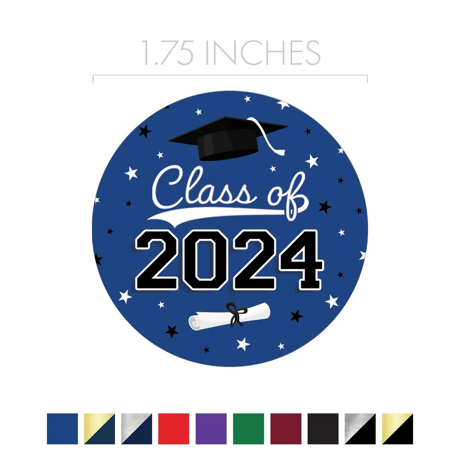 Graduation Class of 2024: Graduation Party Favors Circle Stickers for Envelopes, Bag Seals - 10 School Colors - 40 Stickers