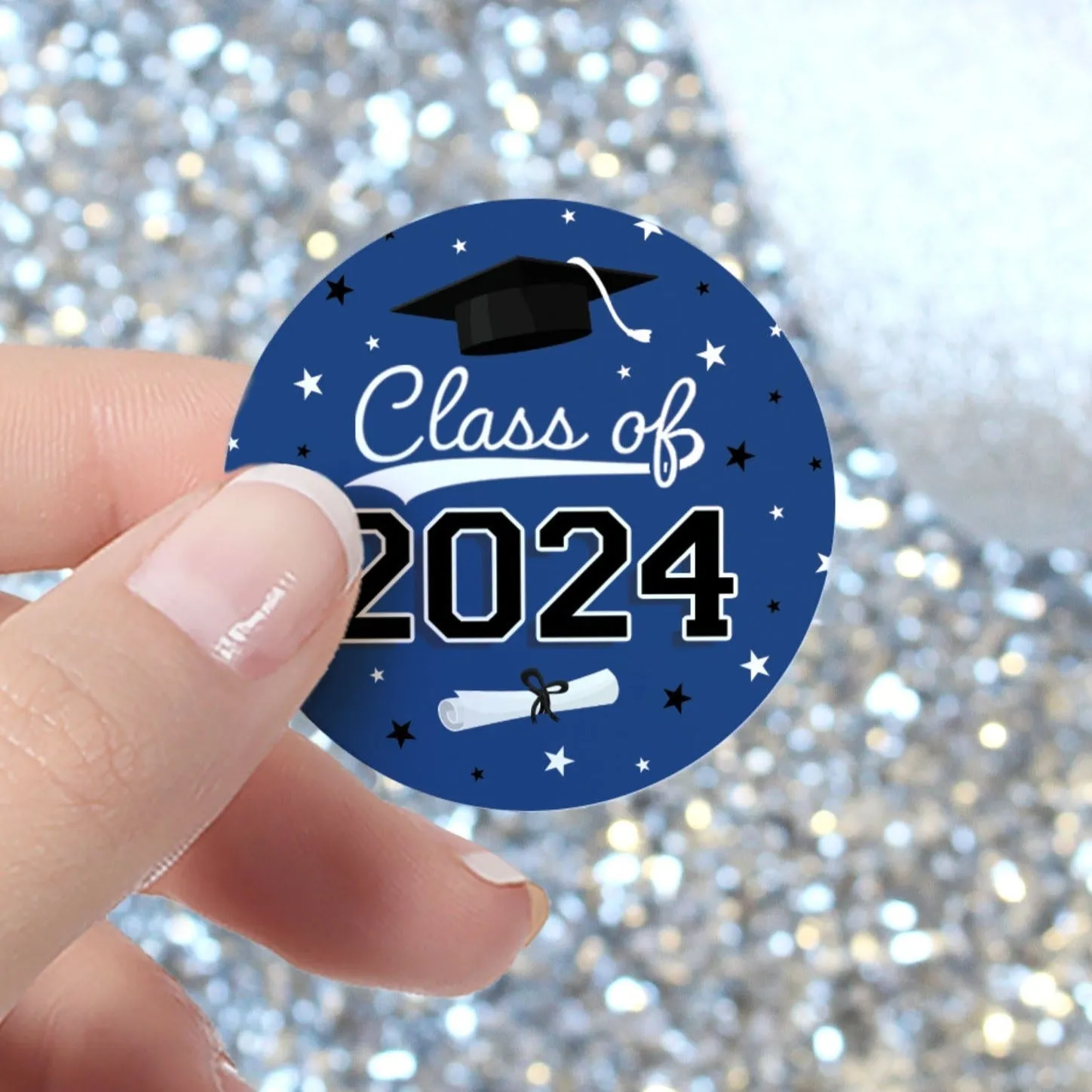 Graduation Class of 2024: Graduation Party Favors Circle Stickers for Envelopes, Bag Seals - 10 School Colors - 40 Stickers