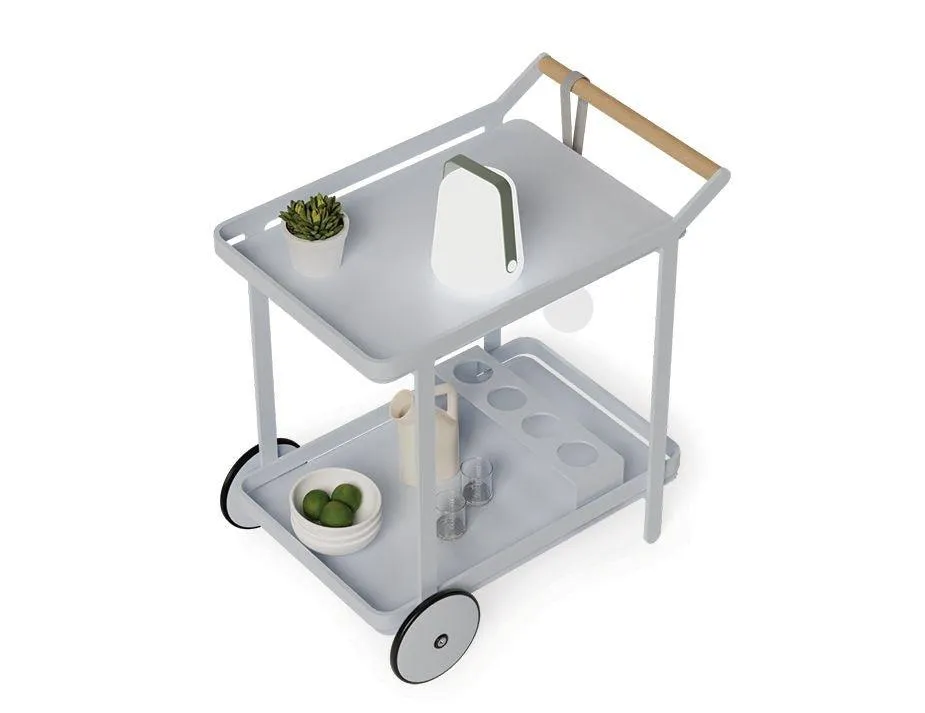 Imola Outdoor Bar Cart - Matt Silver Grey