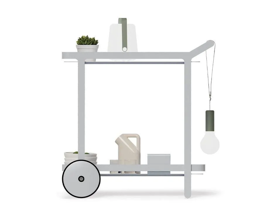 Imola Outdoor Bar Cart - Matt Silver Grey