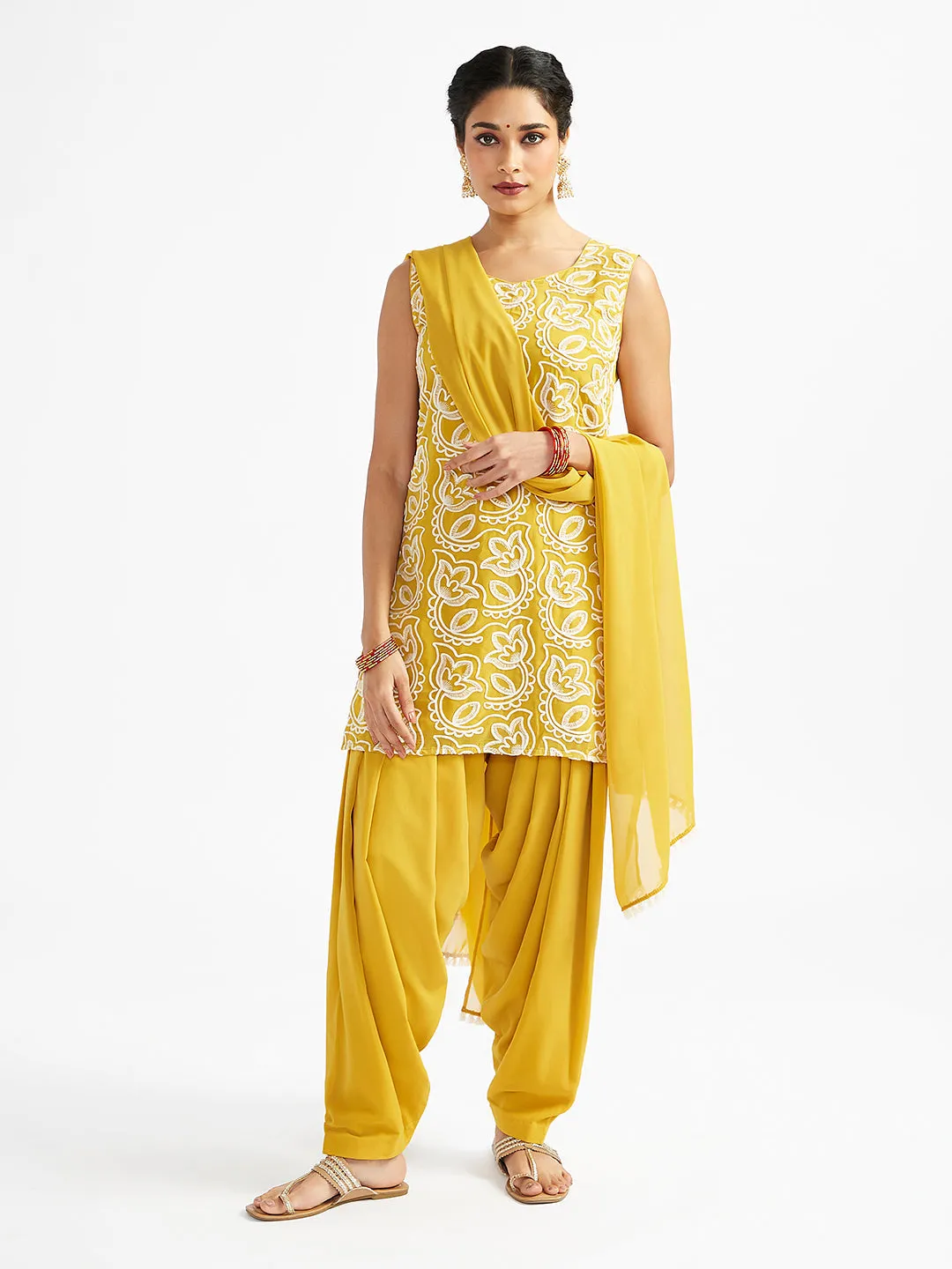 Jashvi Women's Mustard Kurta Patiala Set