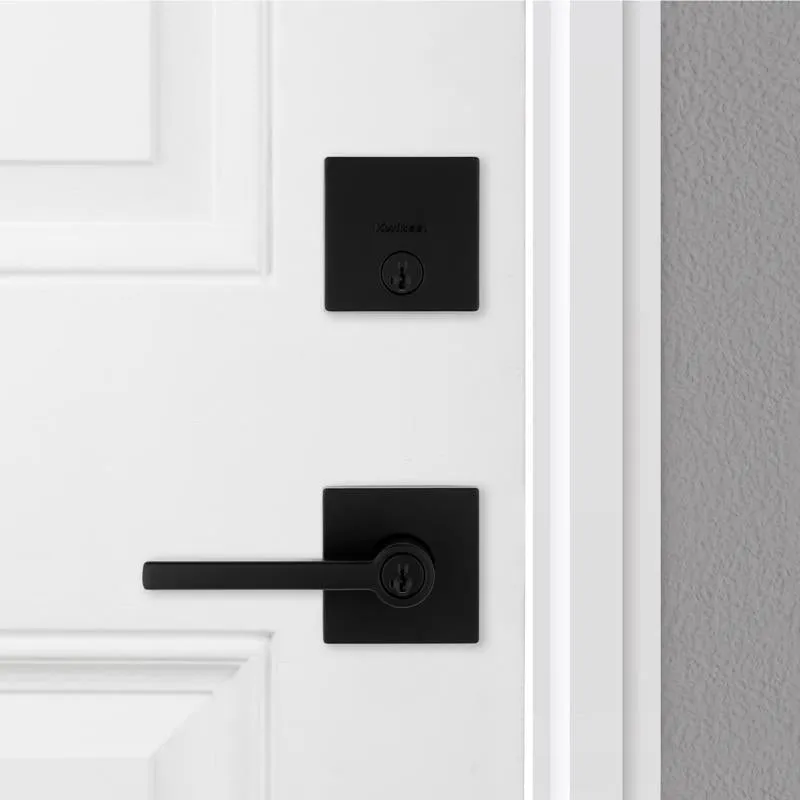 Kwikset Halifax Matte Black Zinc Lever and Single Cylinder Deadbolt