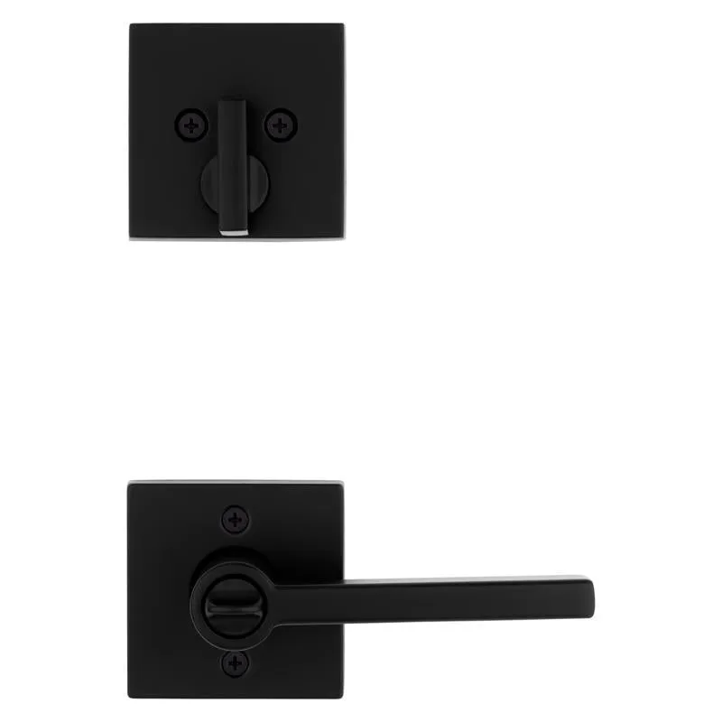 Kwikset Halifax Matte Black Zinc Lever and Single Cylinder Deadbolt