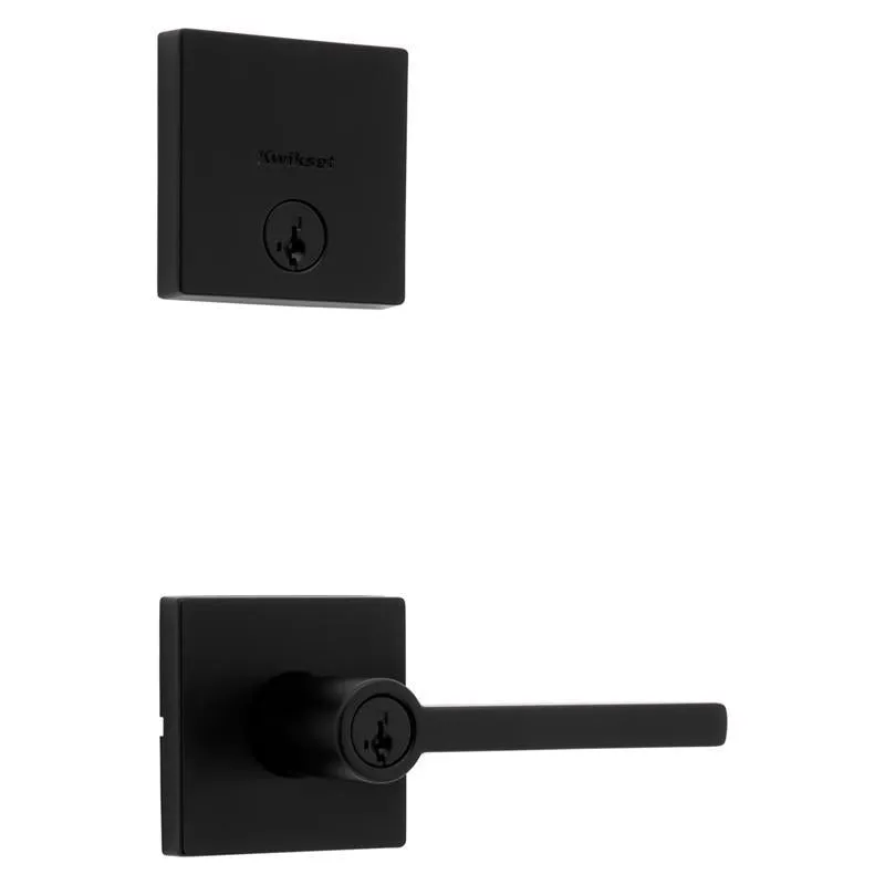 Kwikset Halifax Matte Black Zinc Lever and Single Cylinder Deadbolt