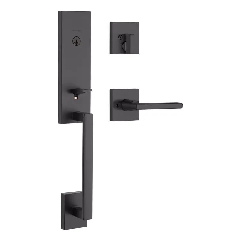 Kwikset Matte Black Entry Handleset KW1 1-3/4 in.