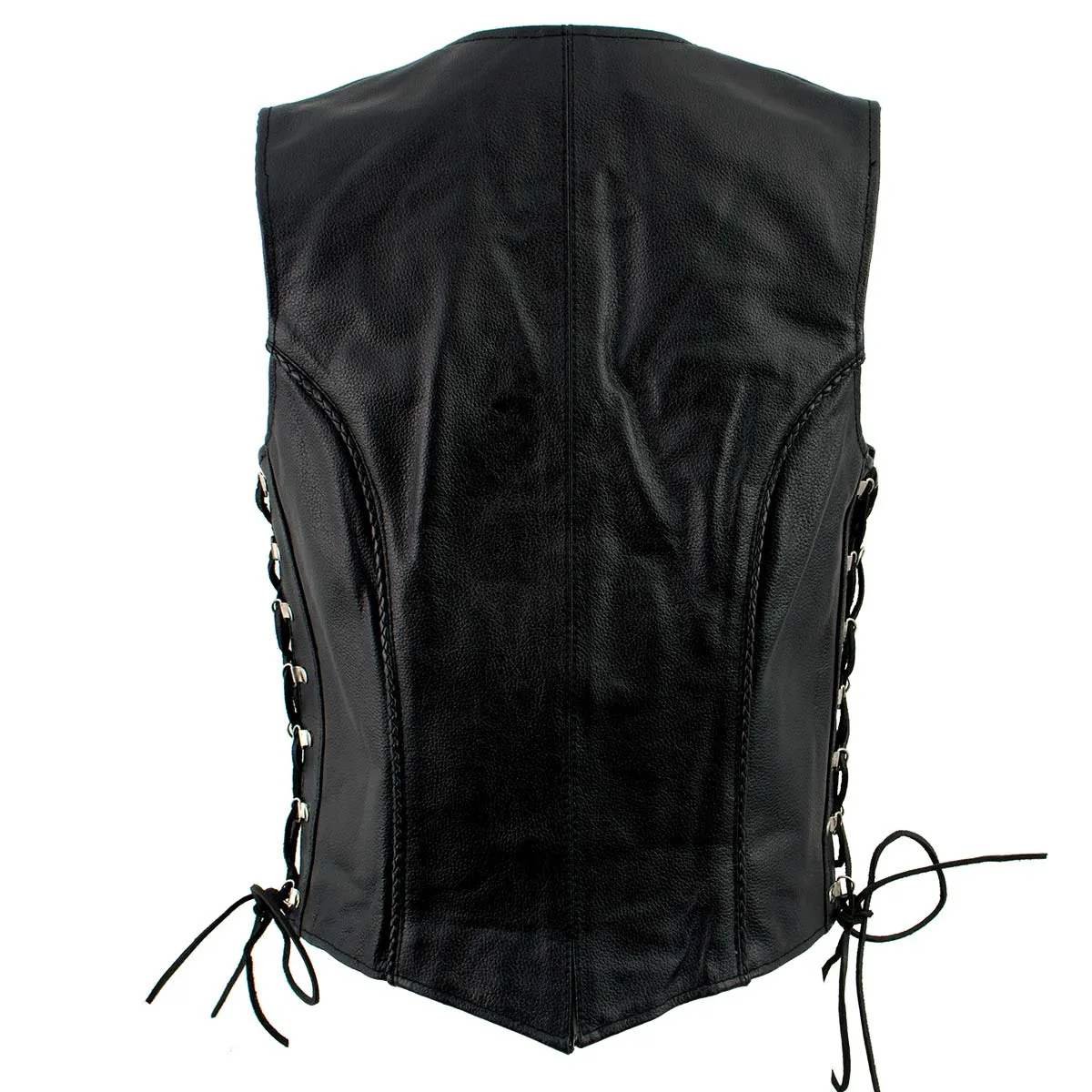 Ladies XS761 Classic Braided Leather Vest with Side Laces