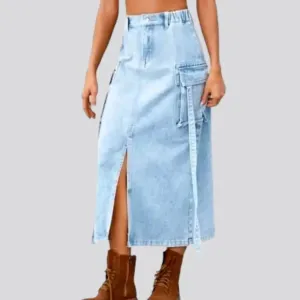 Long cargo denim skirt
 for ladies