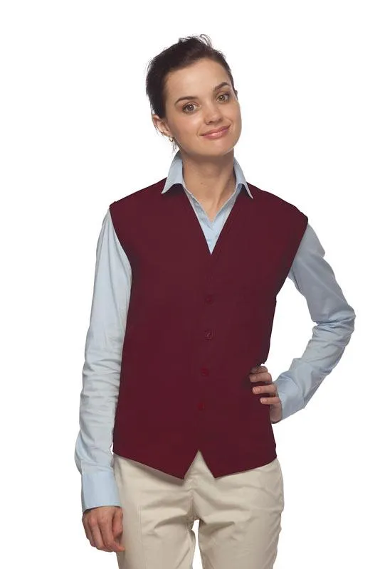 Maroon 4-Button Unisex Vest with 1 Pocket