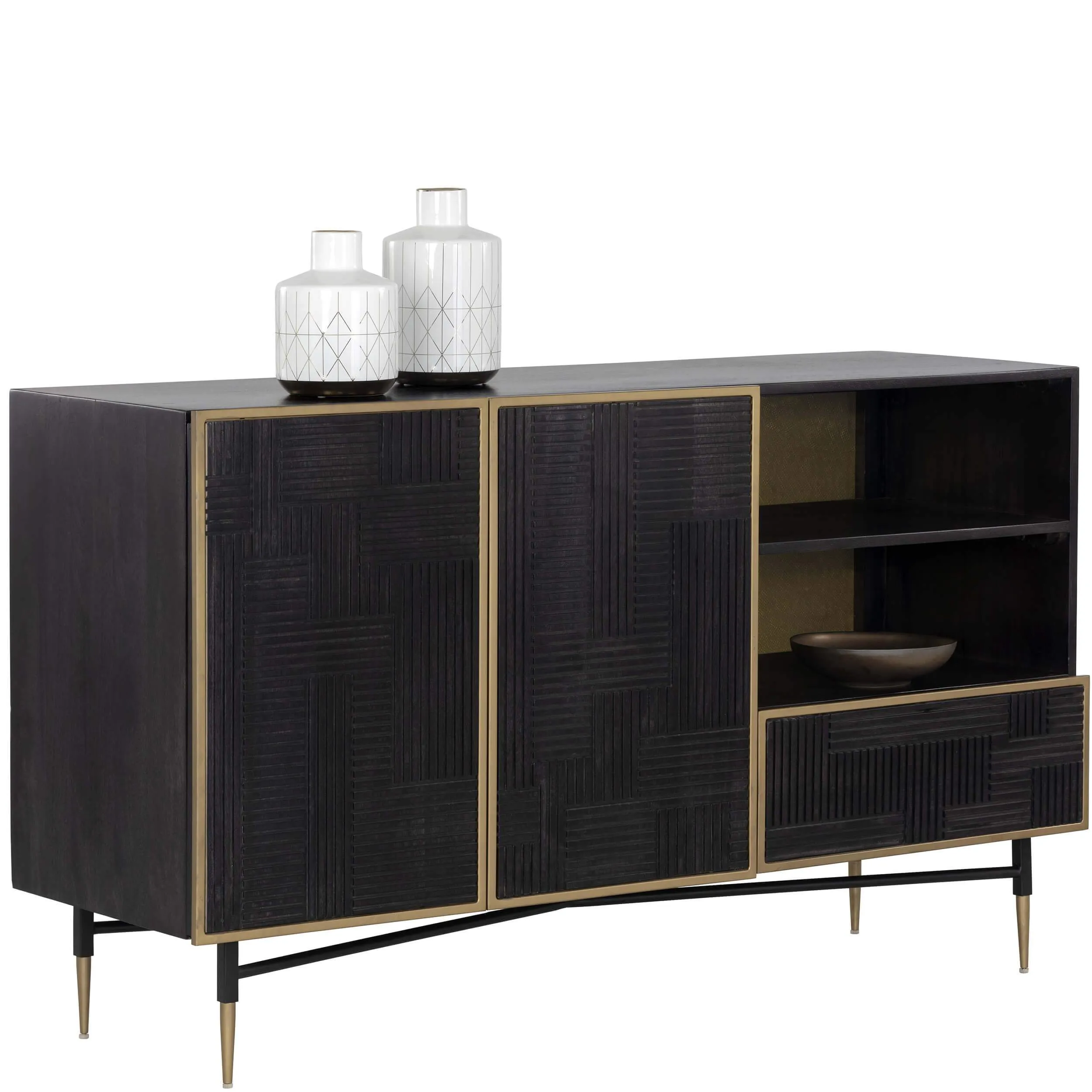 Marwood Sideboard, Brass/Dark Brown