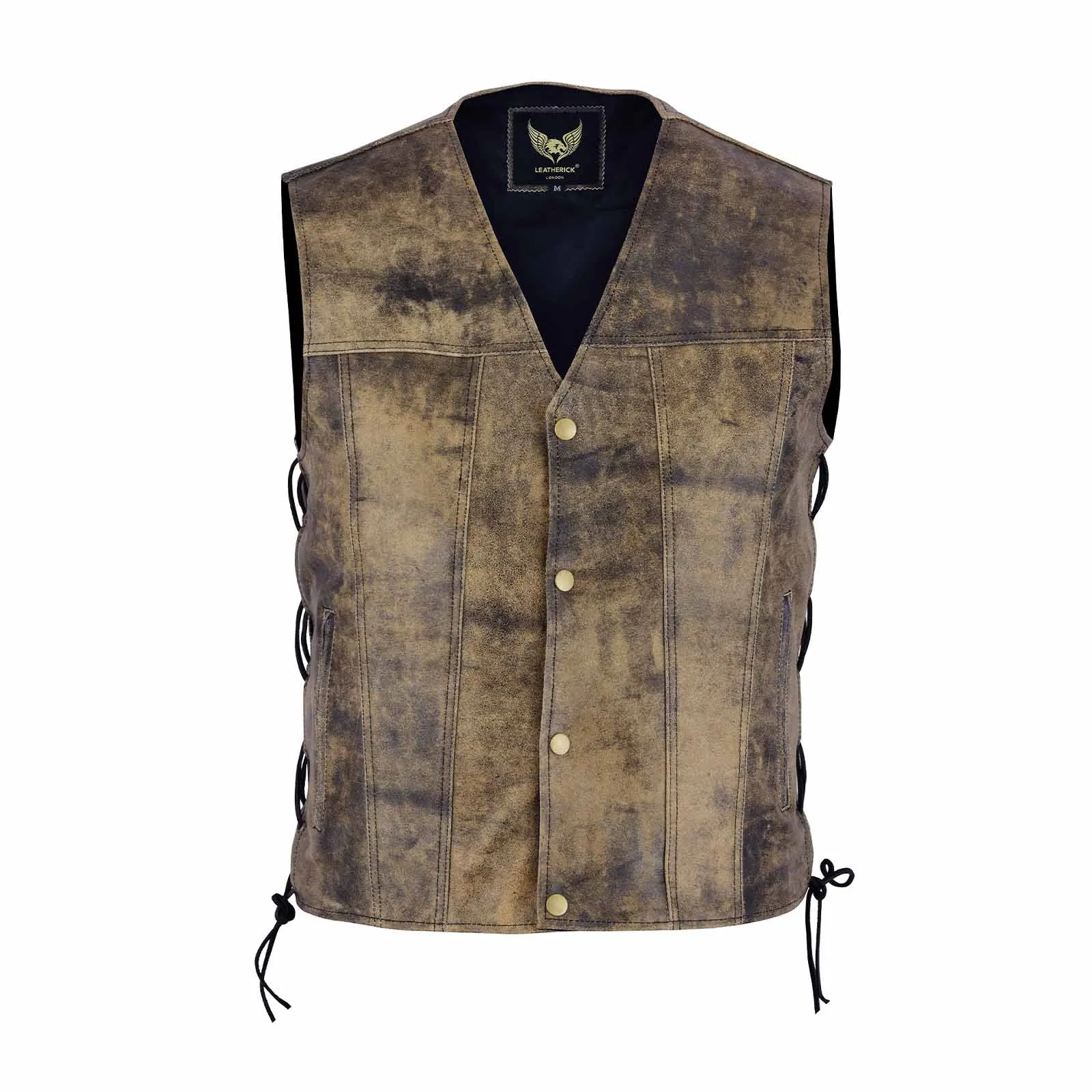 Men Distressed Brown Vintage Motorcycle Leather Waistcoat