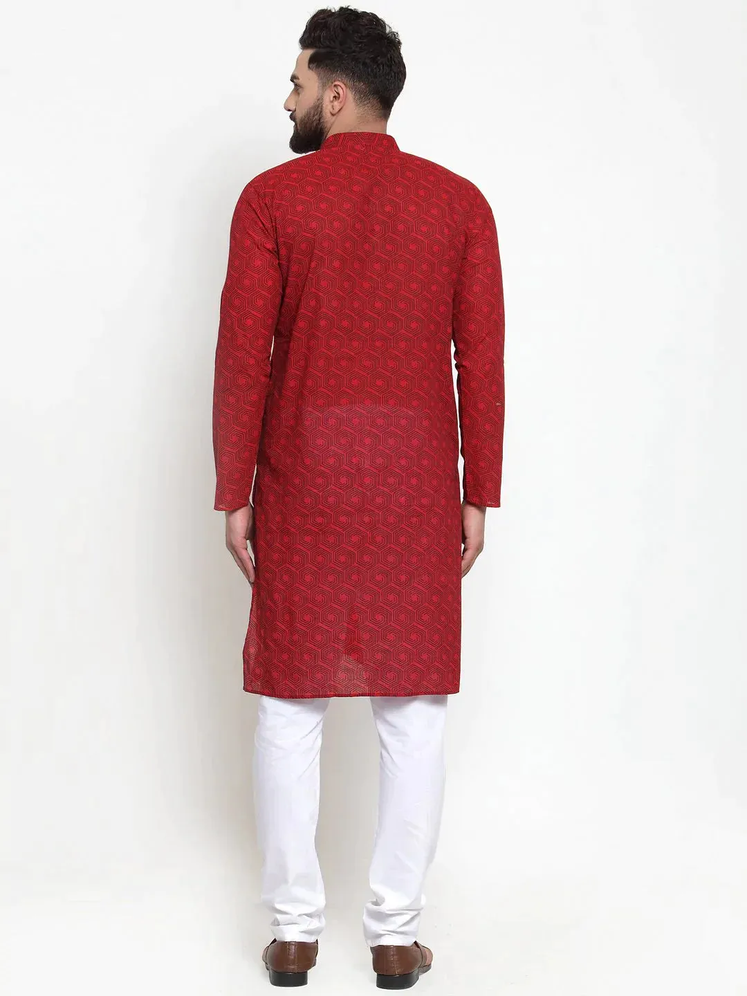 Men Red Printed Kurta Only