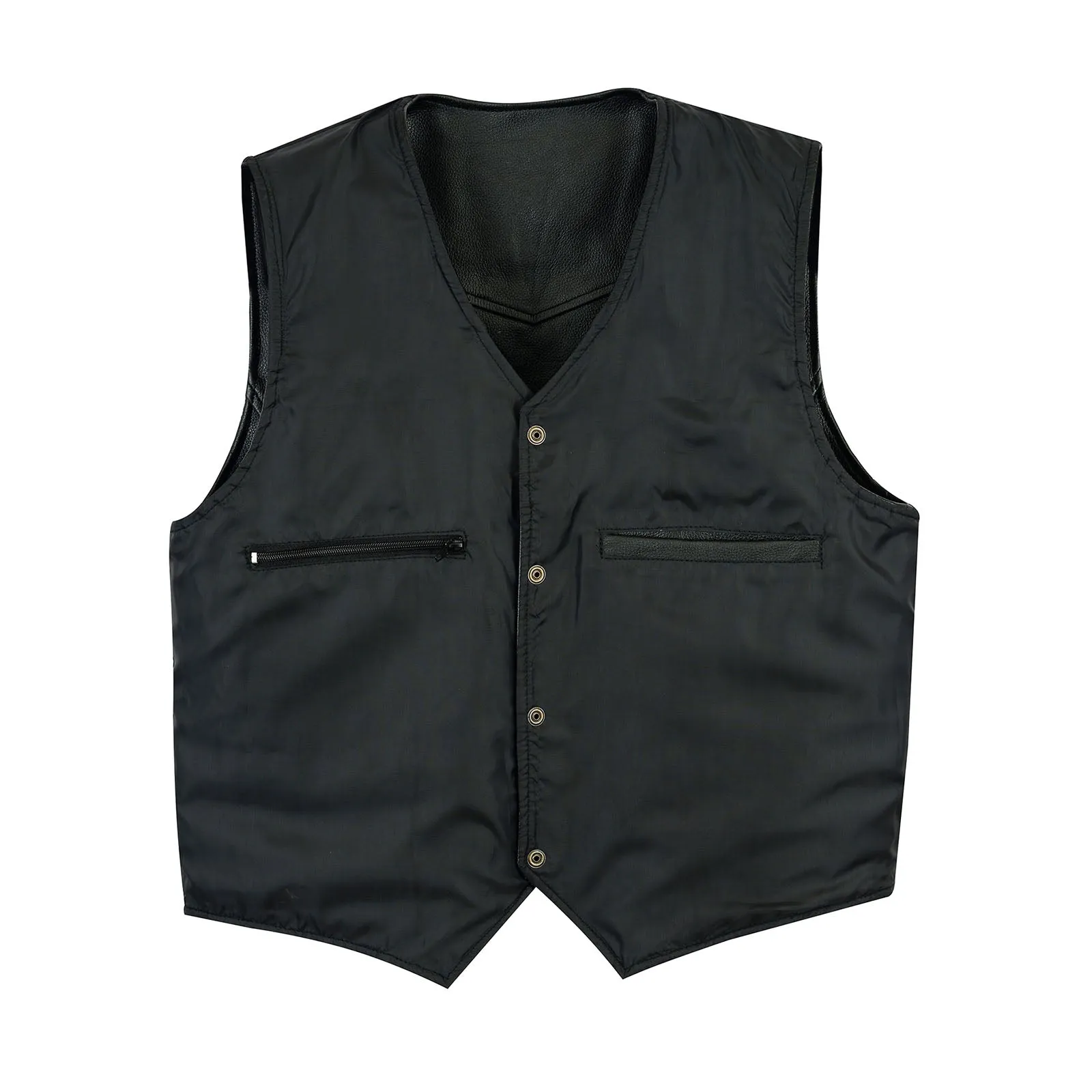 Men's Classic Black Biker Premium Leather Vest