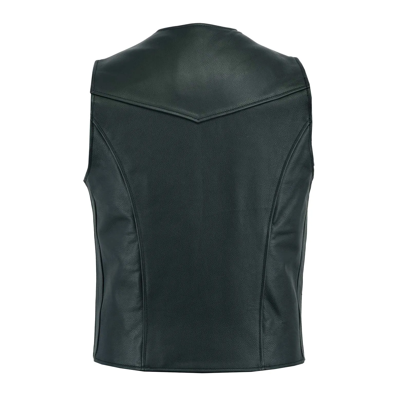 Men's Classic Black Biker Premium Leather Vest