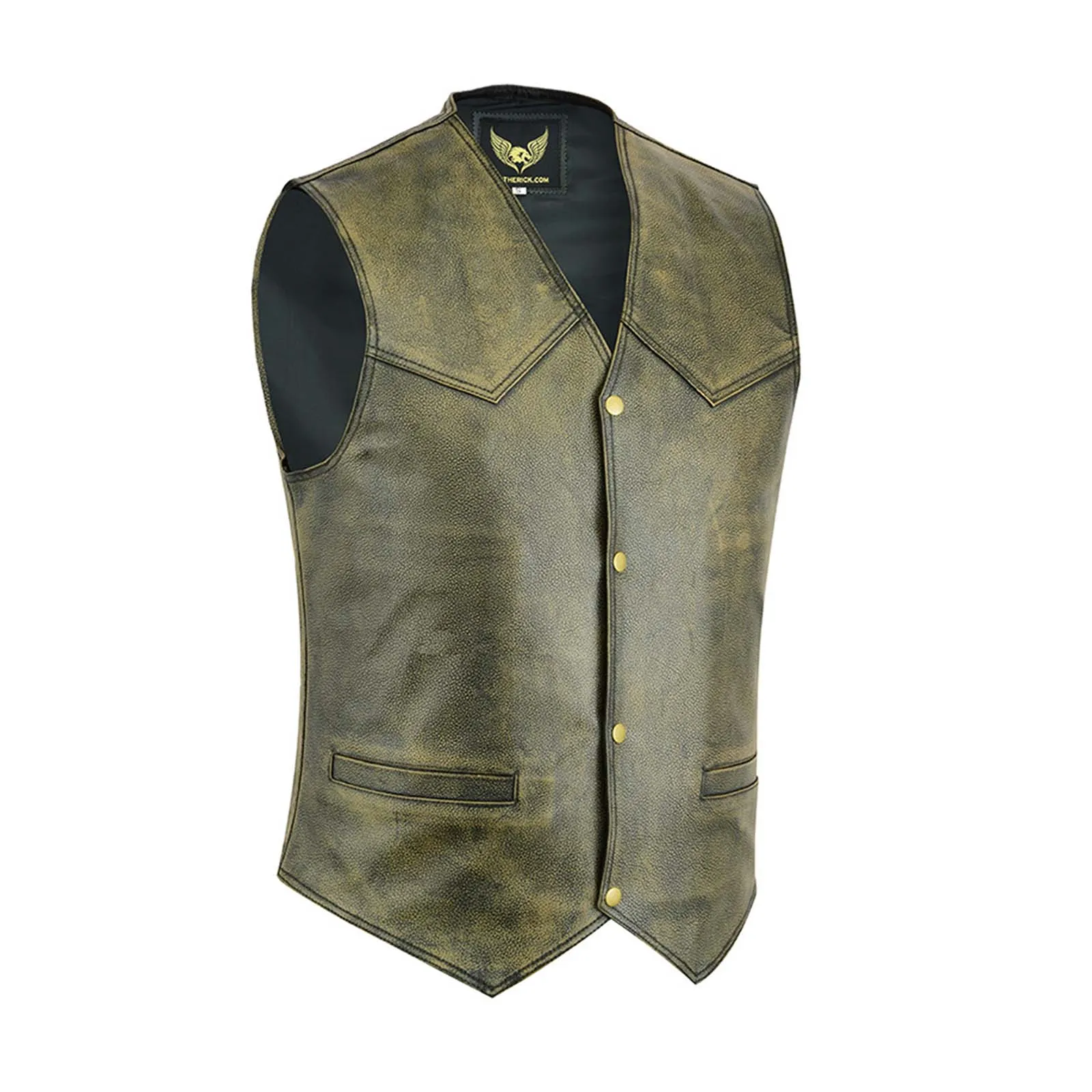 Men's Distressed Brown Classic Motorcycle Leather Vest