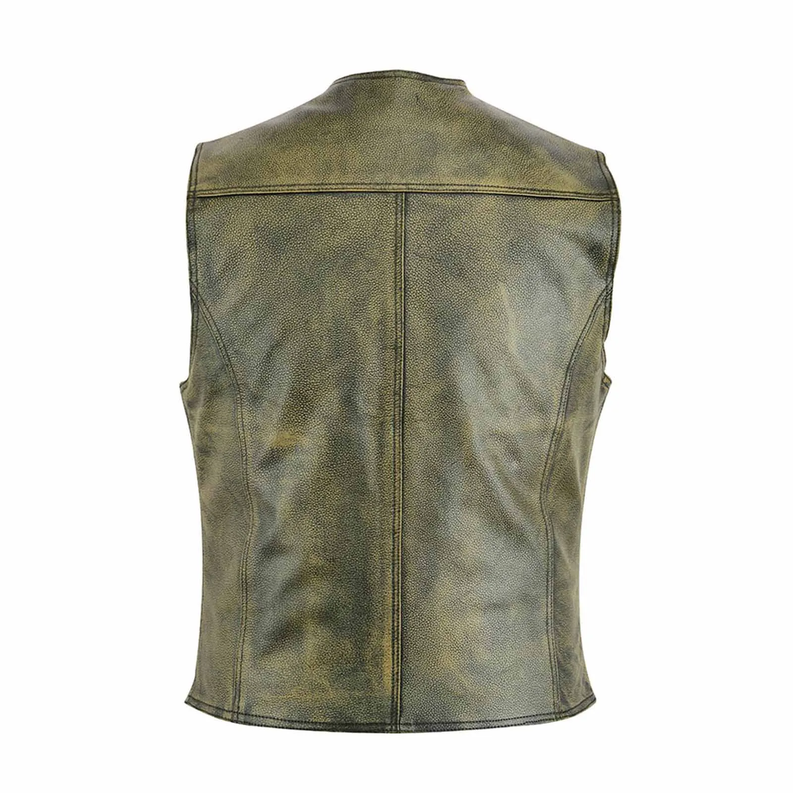 Men's Distressed Brown Classic Motorcycle Leather Vest