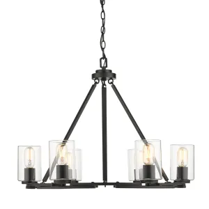 Monroe 6-Light Chandelier in Black with Gold Highlights & Clear Glass