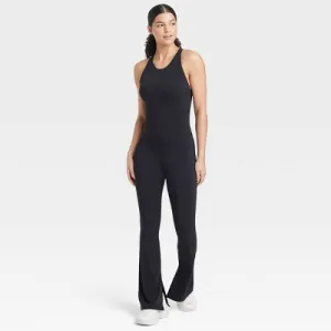 Open Box - Women's High Neck Flare Long Active Bodysuit - JoyLab Black S