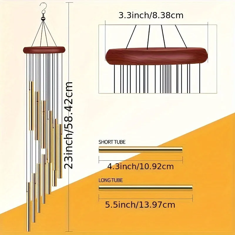 Outdoor Sympathy Wind Chimes with 12 Aluminum Tubes