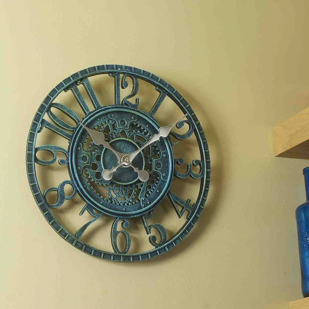 Outside In 12" Verdigris Newby Wall Clock