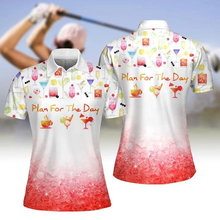 Plan For The Day Coffee Golf Cocktail Women Short Sleeve Polo Shirt, Sleeveless Polo Shirt