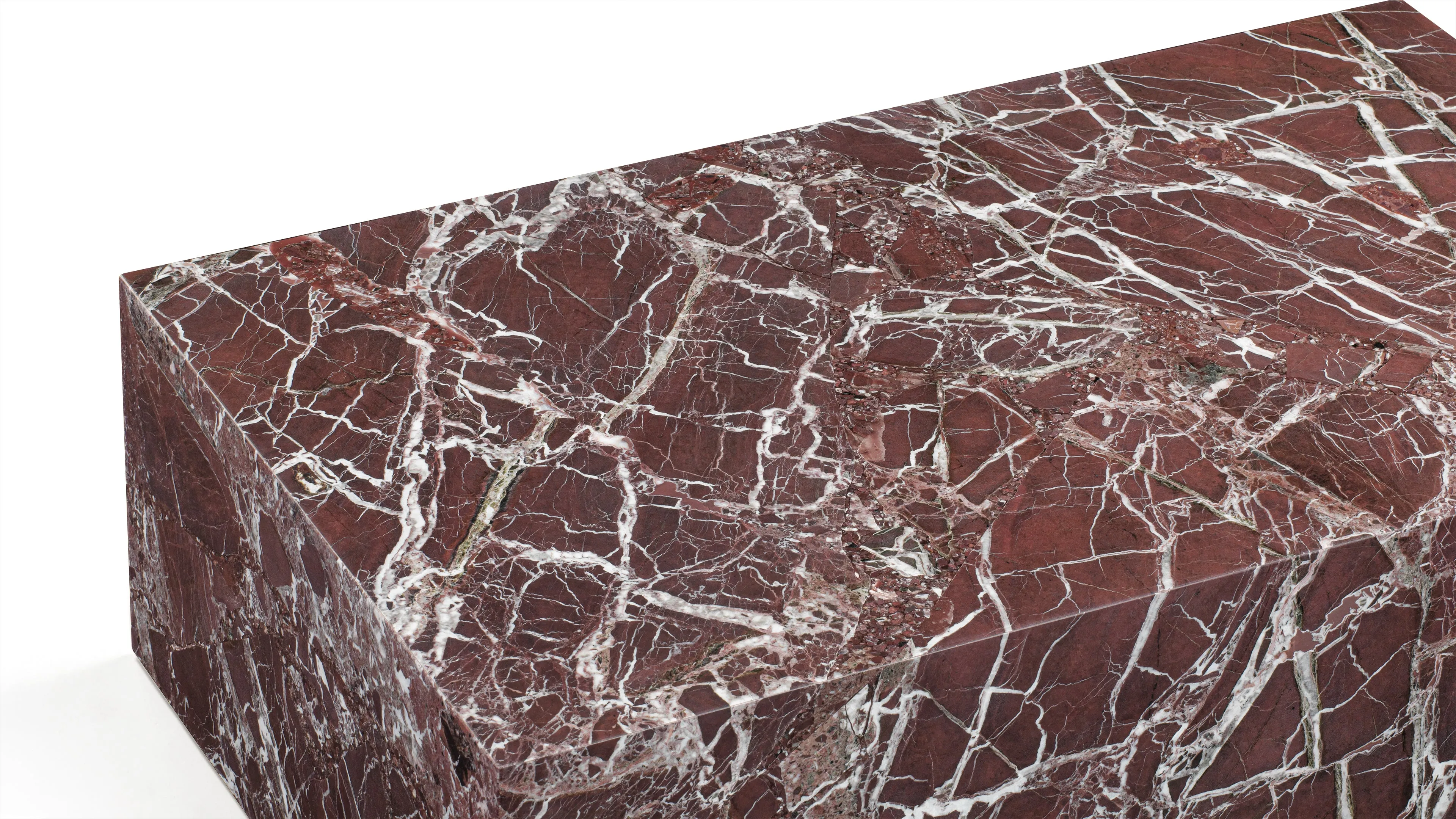 Plinth - Plinth Coffee Table, Rosso Levanto Marble