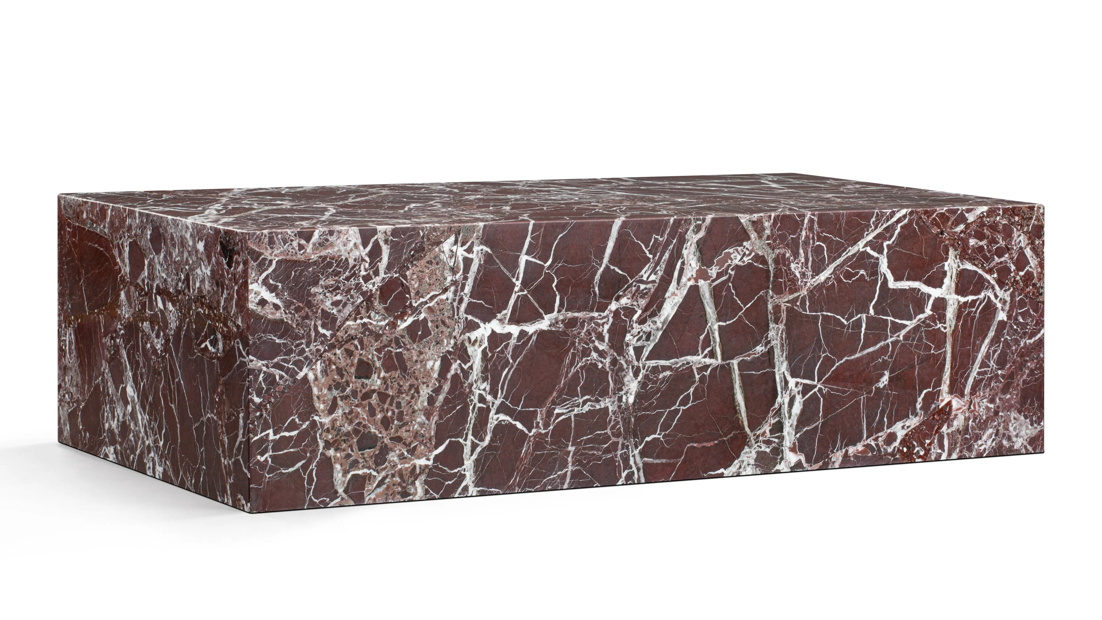 Plinth - Plinth Coffee Table, Rosso Levanto Marble