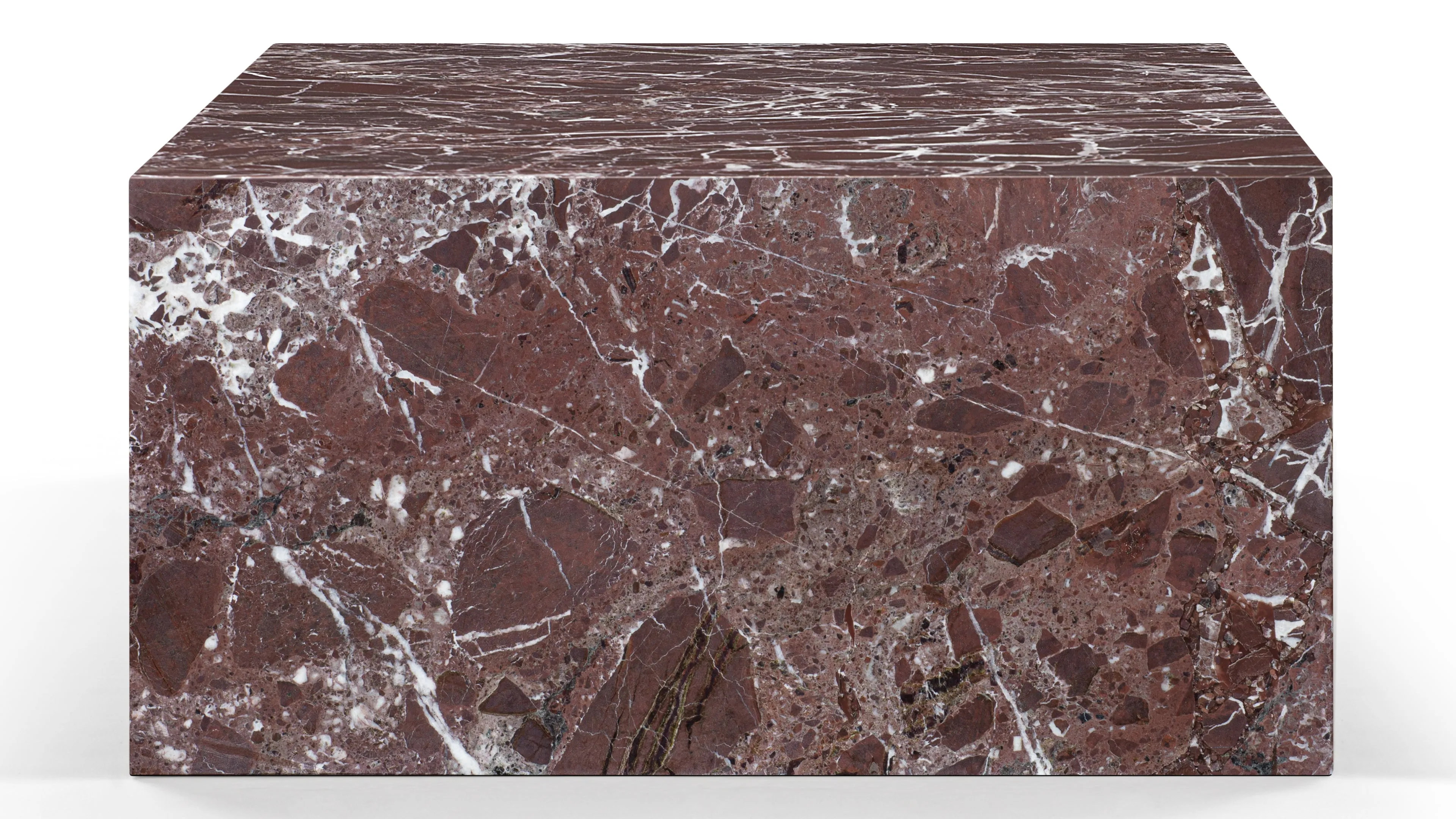 Plinth - Plinth Coffee Table, Rosso Levanto Marble