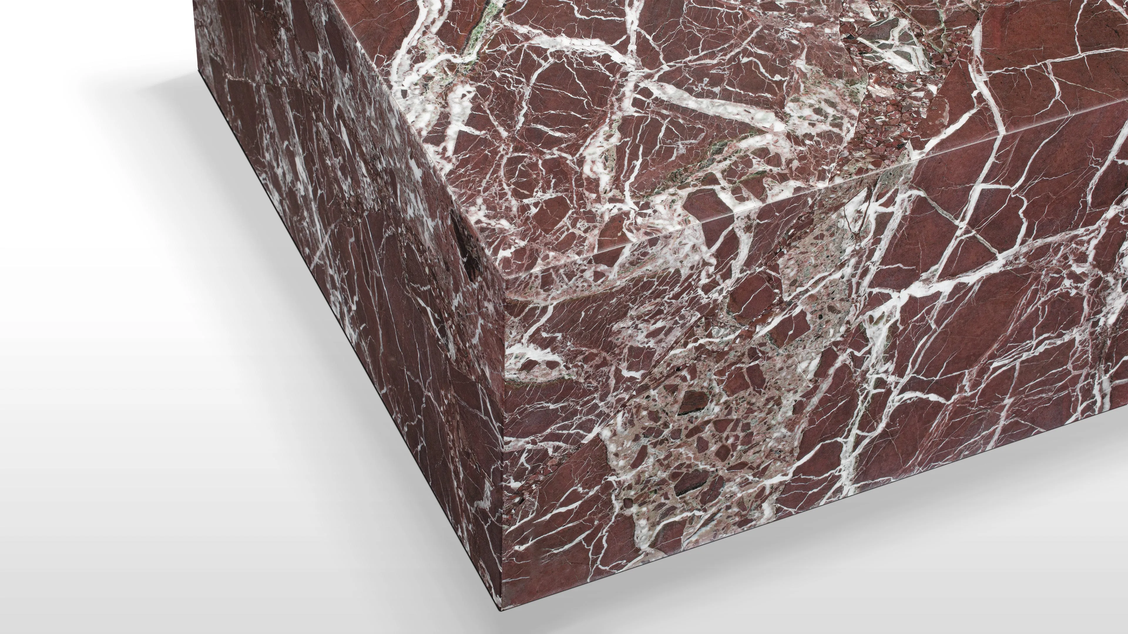 Plinth - Plinth Coffee Table, Rosso Levanto Marble