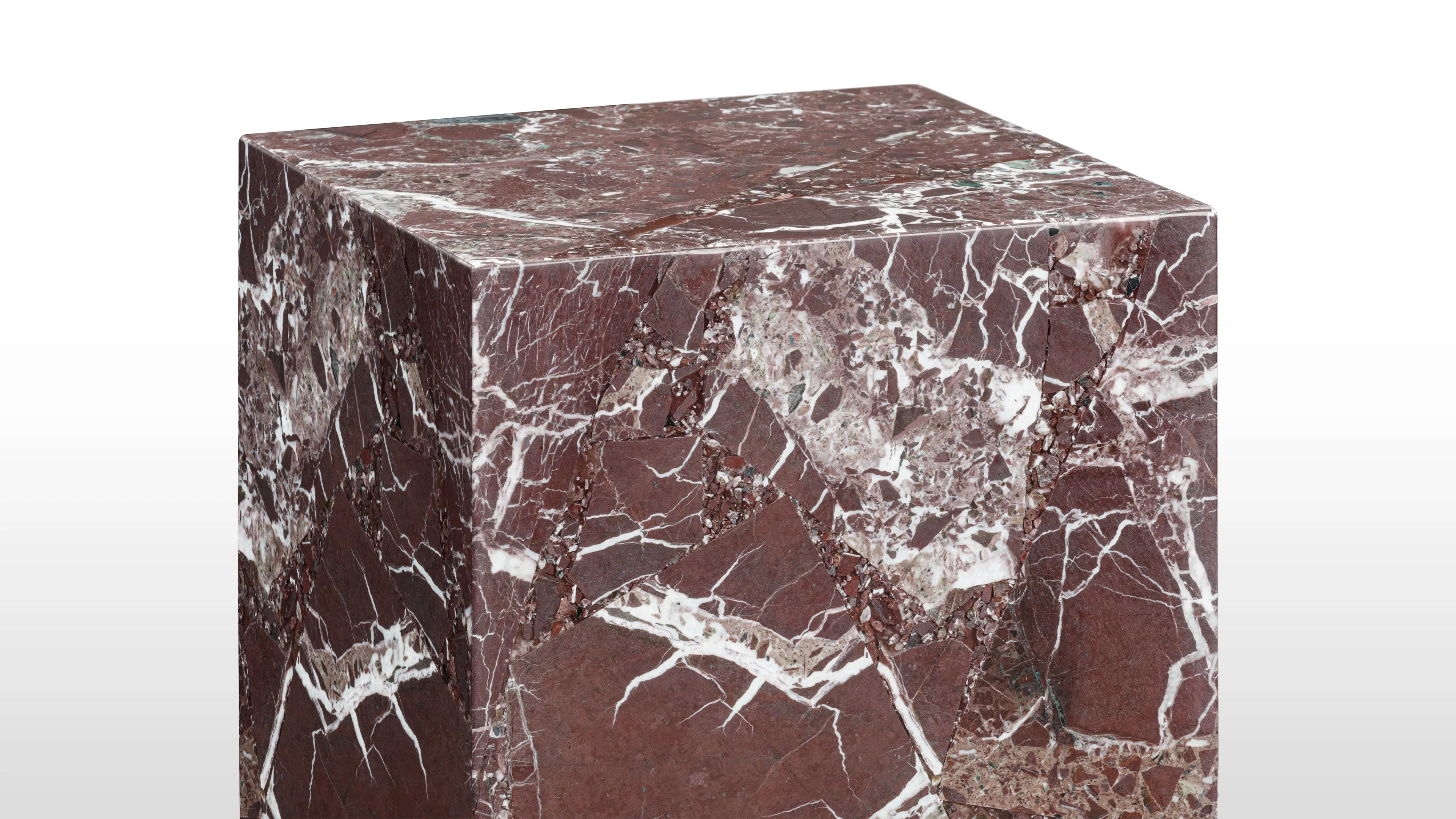 Plinth - Plinth Side Table, Rosso Levanto Marble