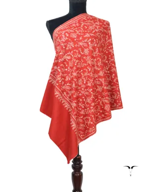 Red Pashmina Stole In Sozni 5841