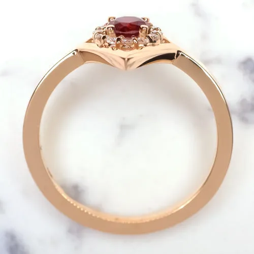 RED TOURMALINE NATURAL DIAMOND HALO ALTERNATIVE ENGAGEMENT RING ROSE GOLD MODERN