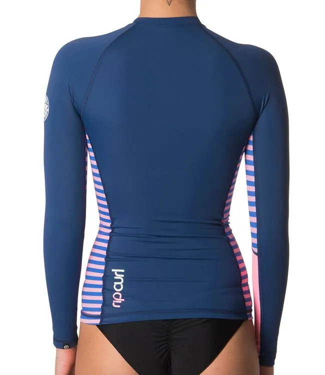 Ripcurl That Stripe Womens Zip Thru Rashy (2017) - Navy