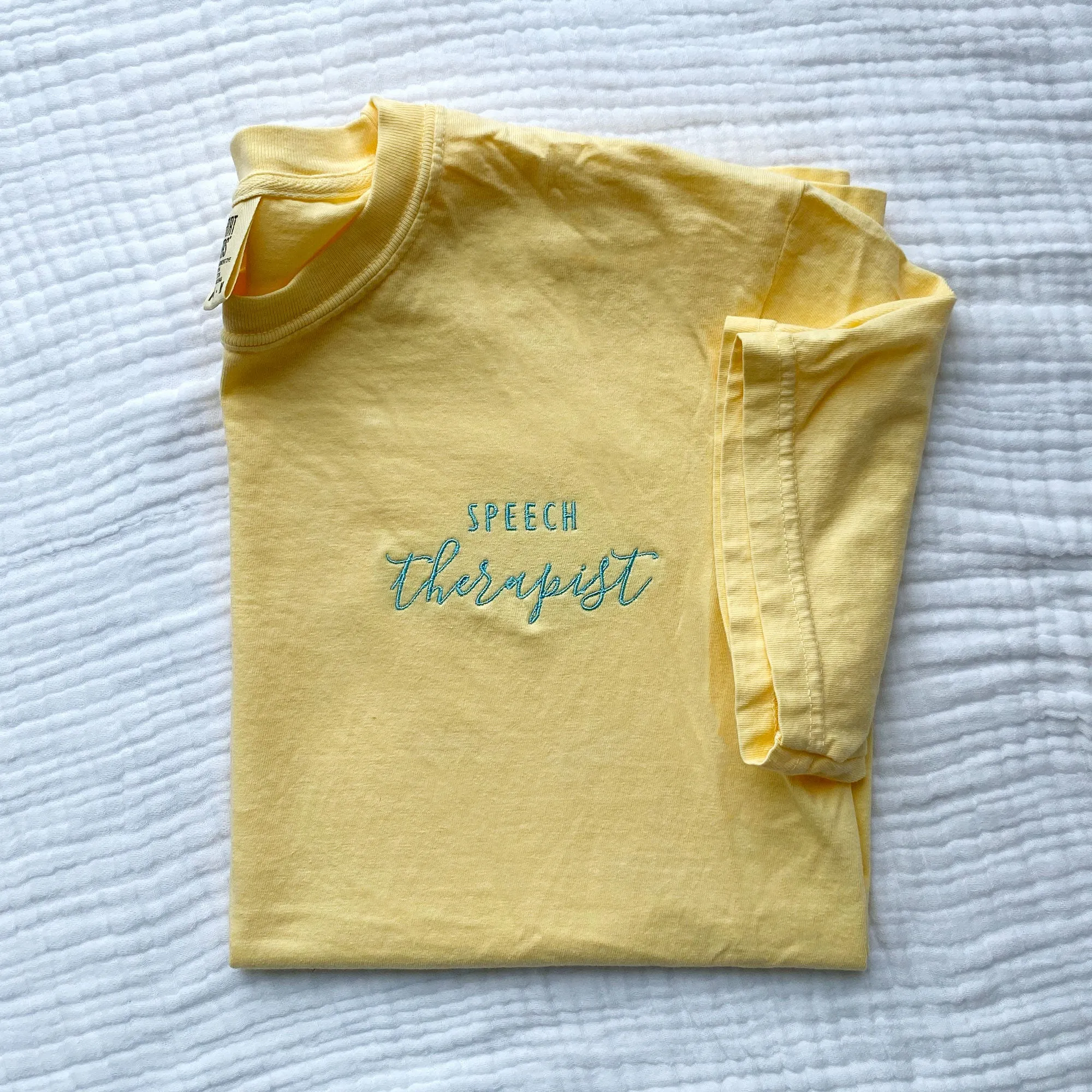 Speech Therapist Embroidered Comfort Colors T-Shirt