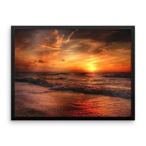 Sunset Waves Ocean Sea Framed Photo Poster Wall Art Decoration Decor For Bedroom Living Room