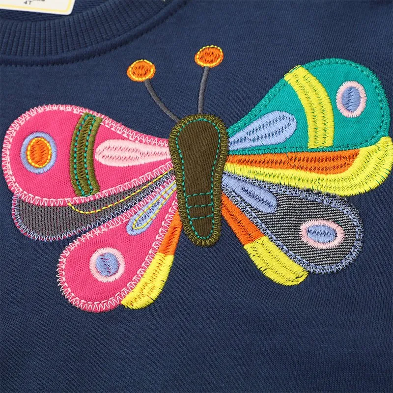 Toddler/Kid Girl's Cartoon Butterfly Embroidery Long Sleeve Sweatshirt