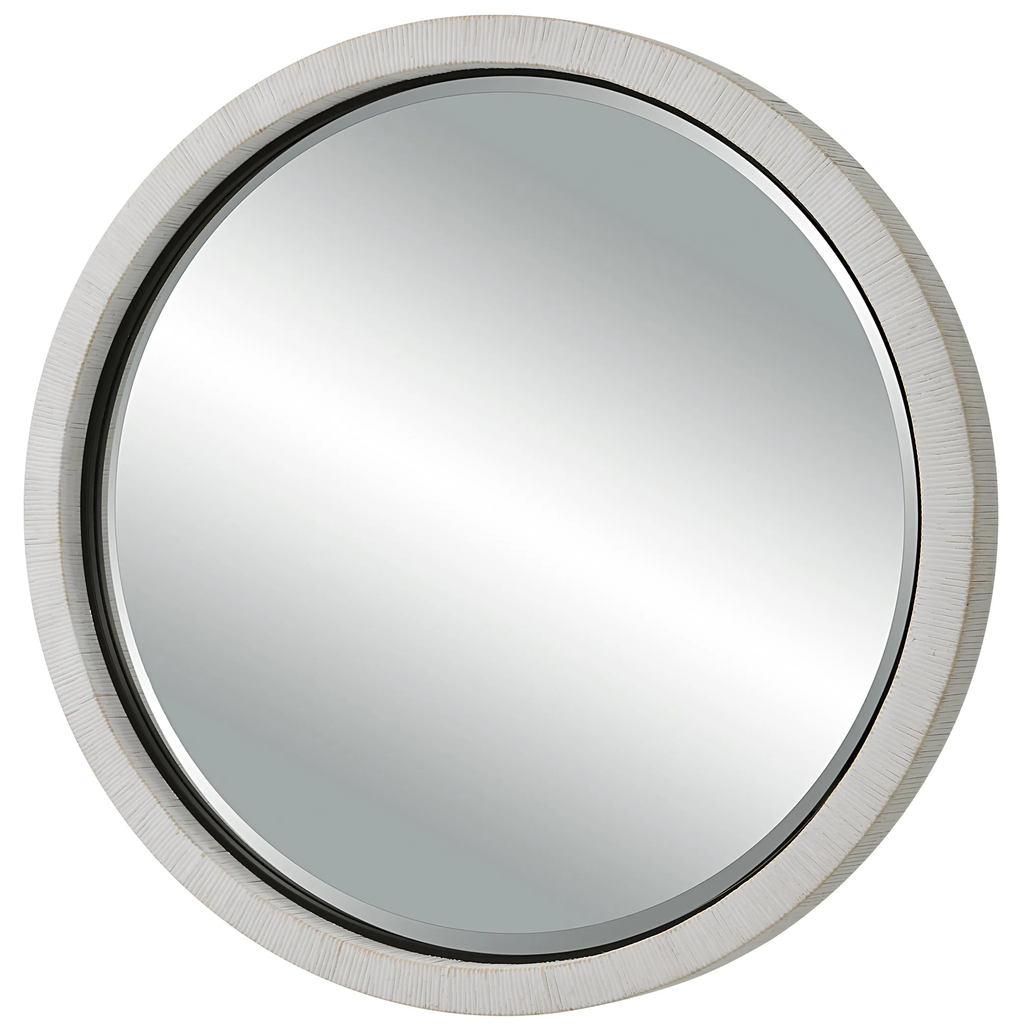 Uttermost Granada Whitewash Round Mirror