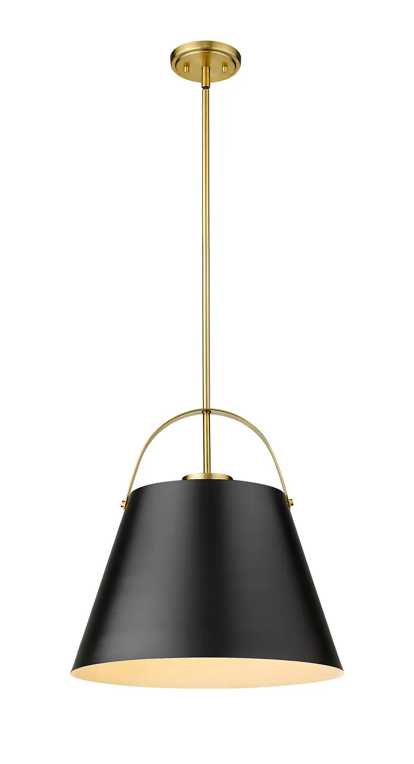 Z-Studio 1-Light Pendant in Matte Black & Heritage Brass